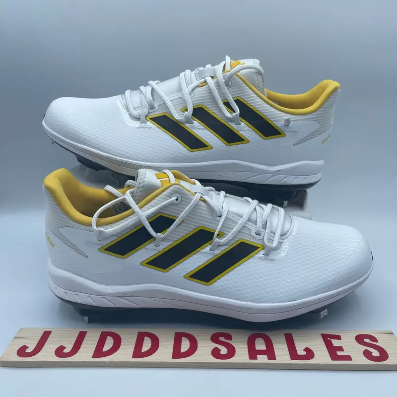 Adidas Adizero Baseball Metal Cleats White Yellow Brown Padres GX5836 Mens Sz 9  New