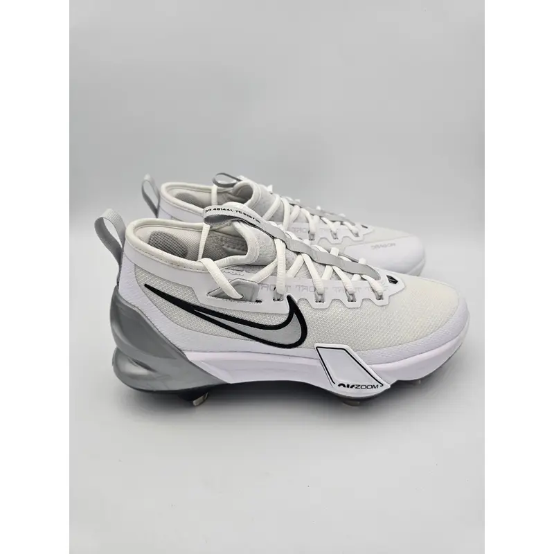 Nike Force Zoom Trout 9 Elite Metal Baseball Cleats White/Silver Mens Size 7.5
