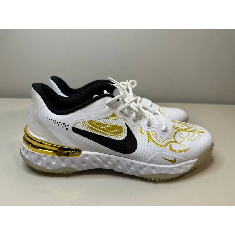 Size 10.5 Mens Nike Alpha Huarache Elite 3 Turf Gold Metallic White