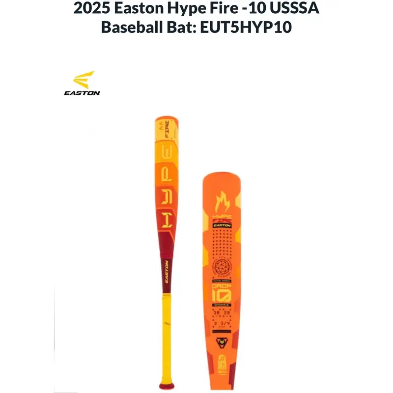 New Easton Hype Fire USSSA Certified Bat (-10) Composite 19 oz 29"
