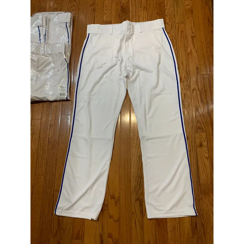 White Men's XL Adult Russell Athletic Game Pants (New) w/royal piping