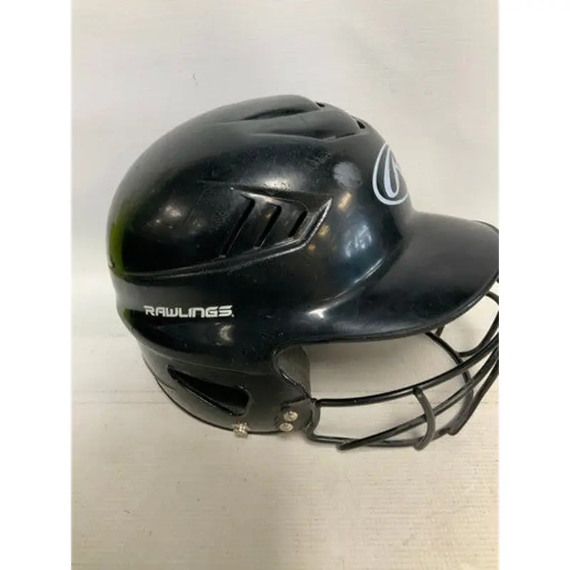 Used Rawlings BLACK Batting Helmet w/Mask Black MD 11823-S000033213