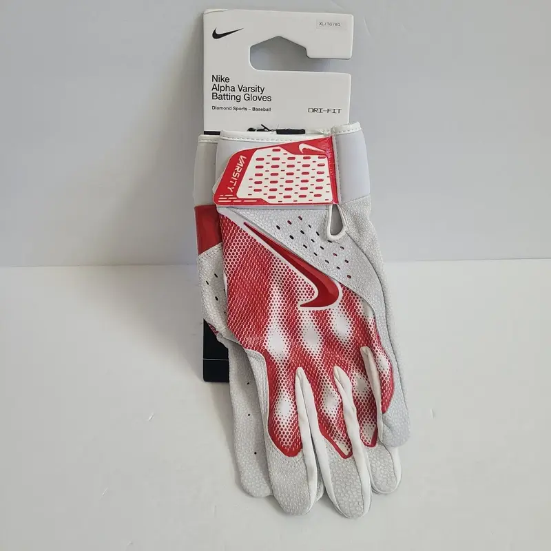 Nike Alpha Varsity Batting Gloves FB2311-124 Size XL Gray Red