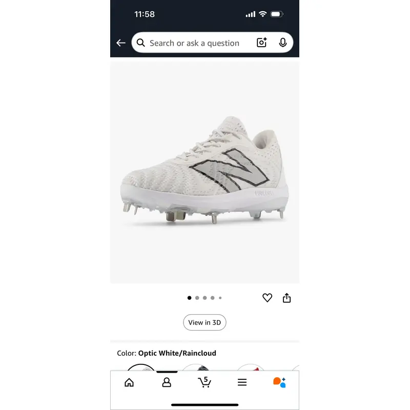 White Men's Size M 7.0 (W 8.0) Adult New Balance 4040v7 Metal (New)