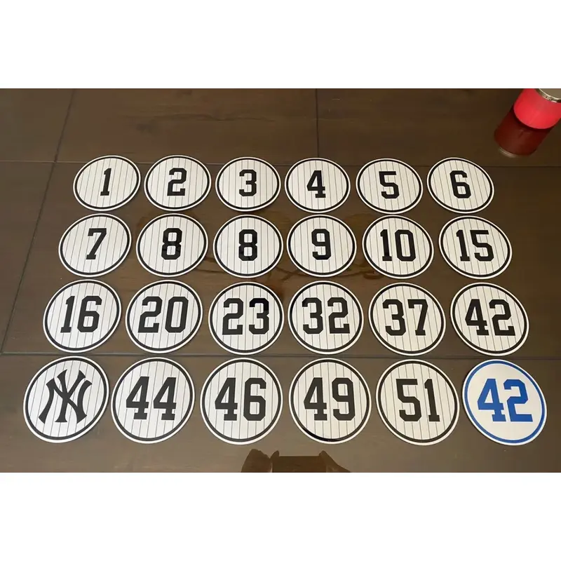 New York Yankees Retired Numbers Vinyl Decal Stickers