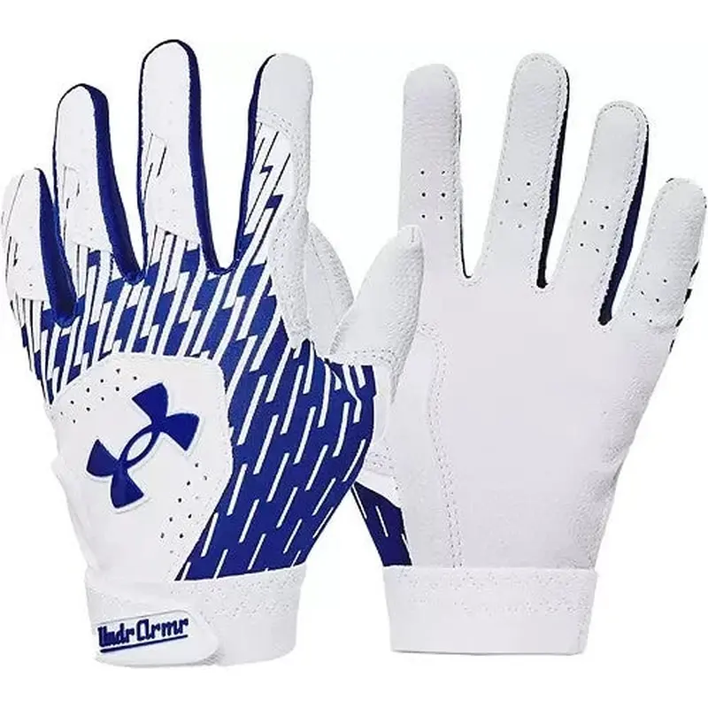 NEW 2025 Under Armour Boys' UA Clean Up Batting Gloves 1378766 Royal / White