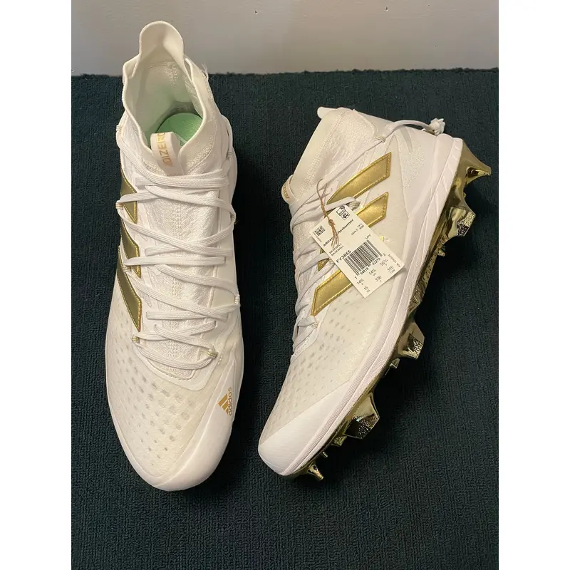 Adidas Adizero Afterburner 8 White/Gold Baseball Cleats Size 15