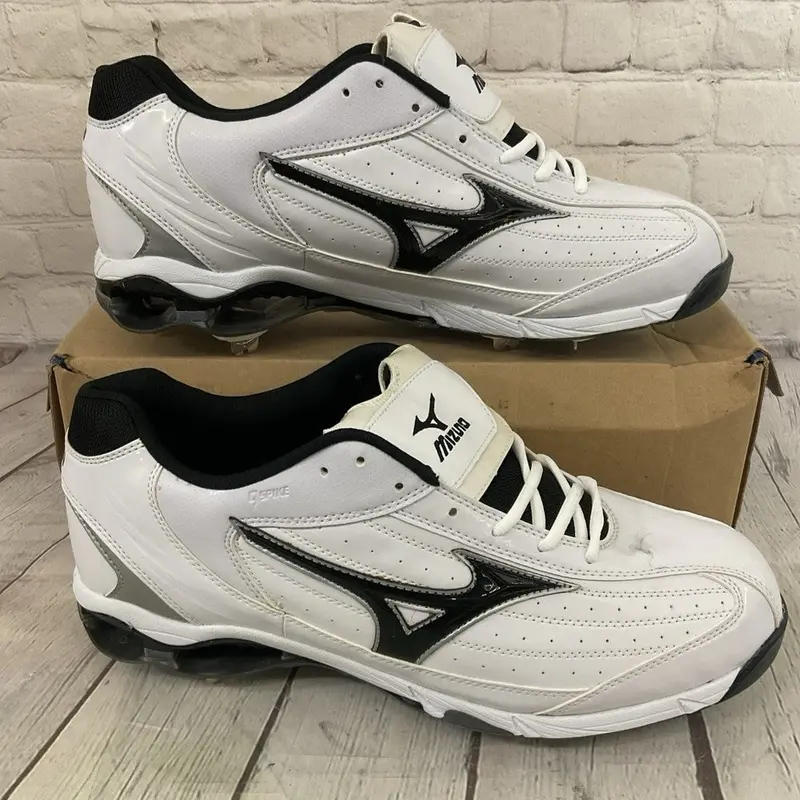 Mizuno 320322.0090 Mens 9-SPIKE Classic Low G5 Metal Baseball Cleats White US 15