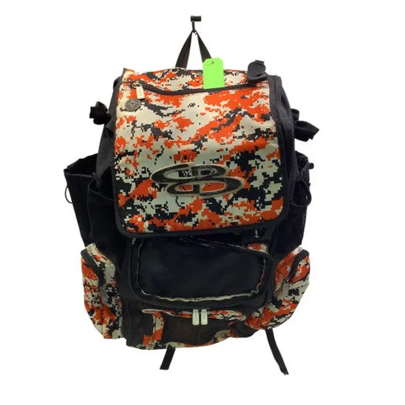 Used BoomBah ORANGE CAMO 4 BAT BB/SB Player Backpack Orange 11347-S000253297