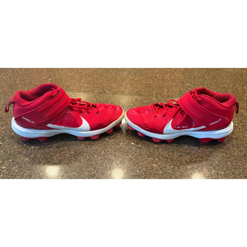 Red Men's Size M 9.0 (W 10.0) Adult Nike Trout High Top Molded Cleats (Used)