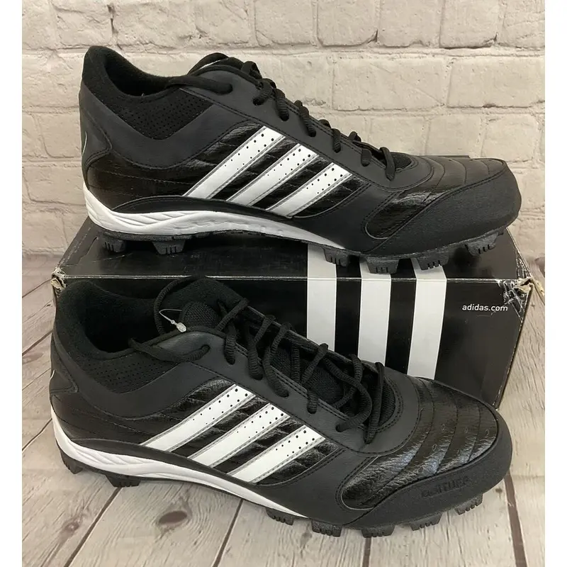 Adidas 667987 Triple Star 6 Mid Men's Baseball Cleats Black White US Size 13