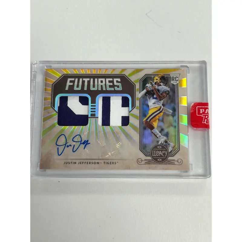 Justin Jefferson 2020 Panini Legacy Dual Patch Auto Gold #3/10