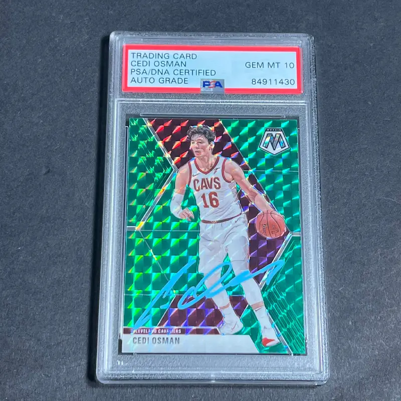 2019-20 Panini Mosaic #177 Cedi Osman Signed Card AUTO 10 PSA Slabbed Cavaliers