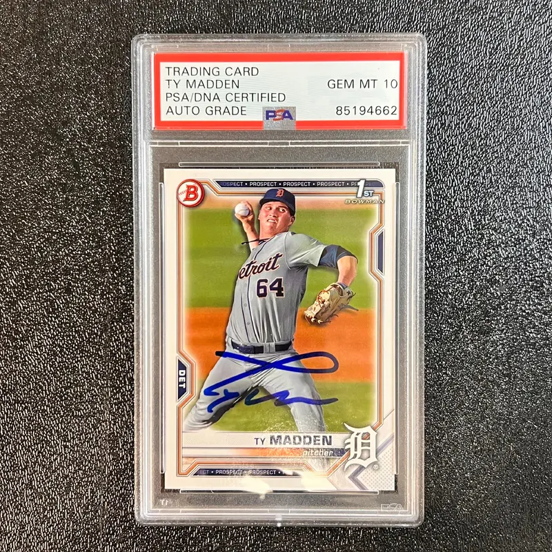 2021 Topps #BD-152 Ty Madden signed card Slabbed AUTO 10 PSA/DNA Tigers Autographed