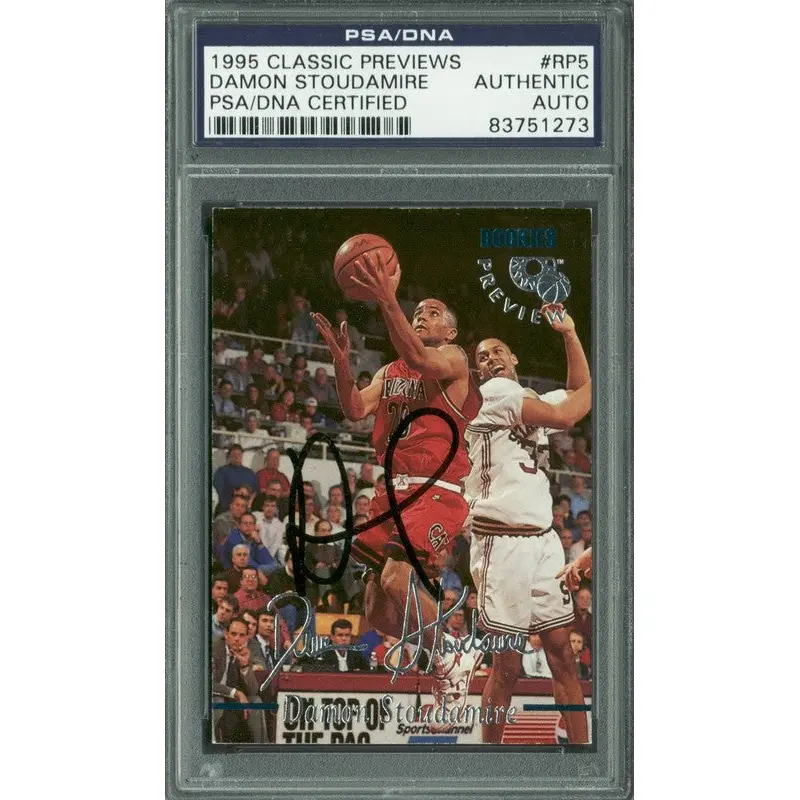 Arizona Damon Stoudamire Signed Card 1995 Classic Previews #RP5 PSA/DNA Slabbed