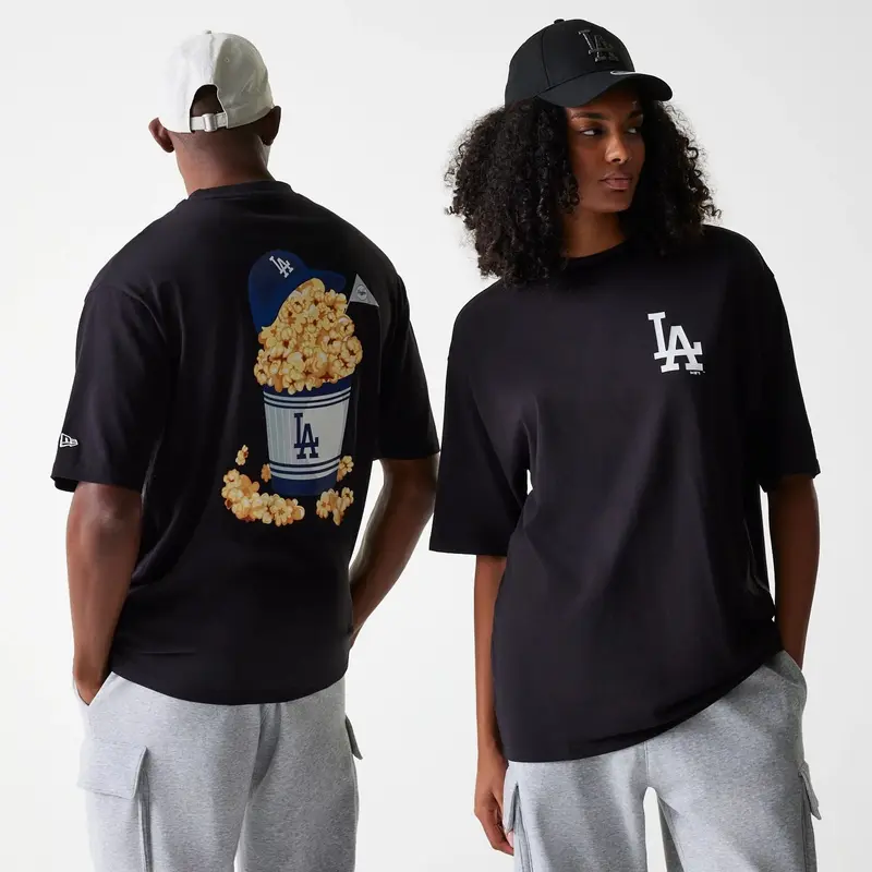 LA Dodgers MLB Food Graphic Black Oversized T-Shirt