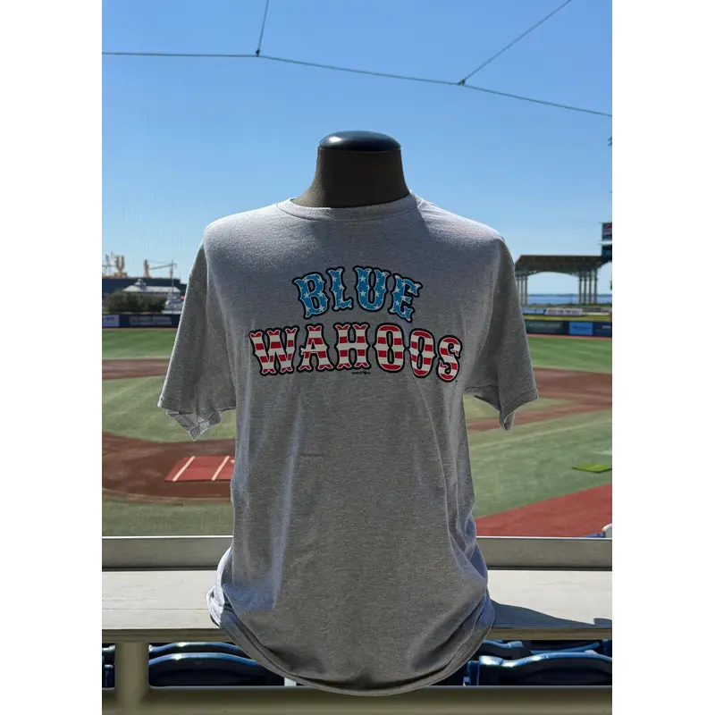 Pensacola Blue Wahoos Fourth of July Name Flag Tee