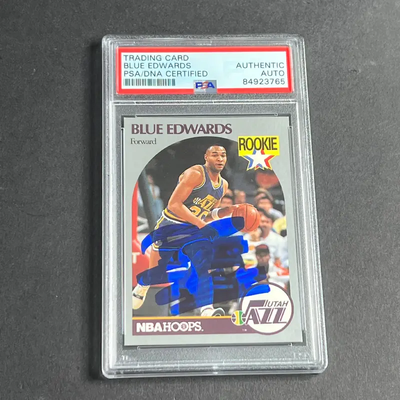 1988-89 NBA Hoops #288 Blue Edwards Signed Card AUTO PSA Slabbed Jazz