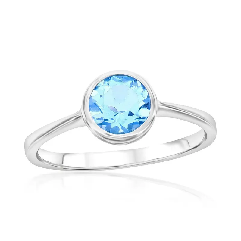 Sterling Silver Gemstone Ring - Blue Topaz