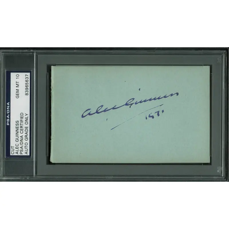 Alec Guinness "1971" Signed 3x5 Cut Signature Auto Graded 10! PSA/DNA Slabbed