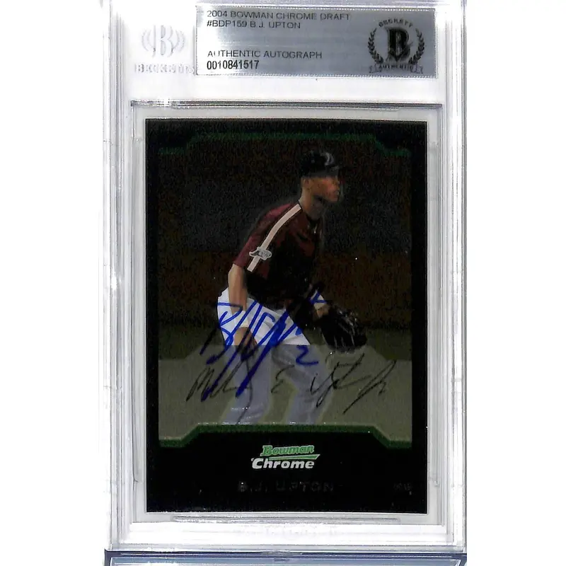 Rays B.J. Upton Authentic Signed 2004 Bowman Chrome #DBP159 RC Card BAS Slabbed