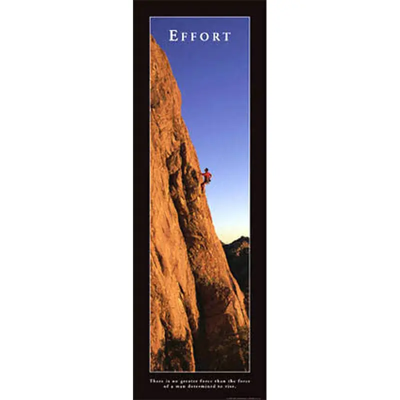 Rock Climbing "Effort" Motivational Poster - Front Line 2007 (12x36)