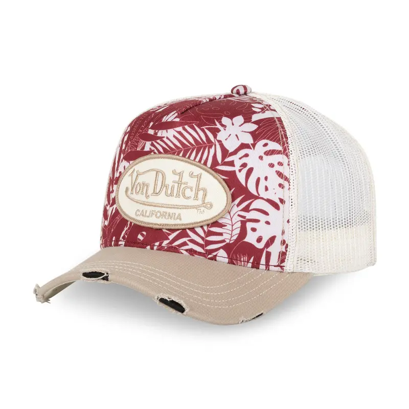 Von Dutch - Jungle Print  - 5-Panel Trucker Cap - Red/Khaki