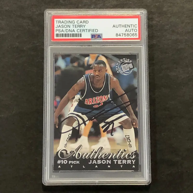 1999 Press Pass #9 Jason Terry Signed Card AUTO PSA Slabbed Hawks