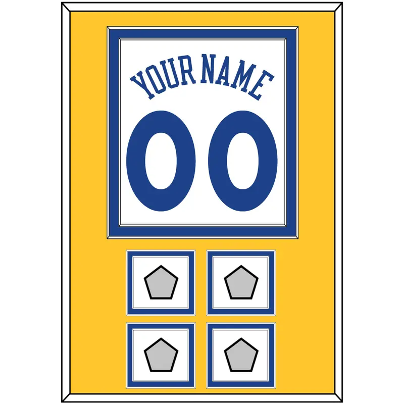 Golden State Name & Number With 4 Champions Patches - Home White (2010-2019) - Double Mat 3