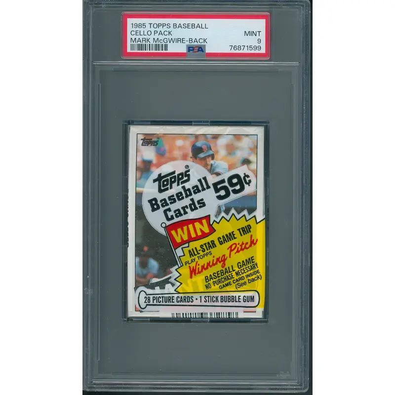 1985 Topps Baseball Unopened Cello Pack PSA 9 McGwire Back *1599