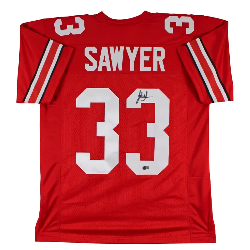Ohio State Jack Sawyer Authentic Signed Red Pro Style Jersey BAS Witnessed
