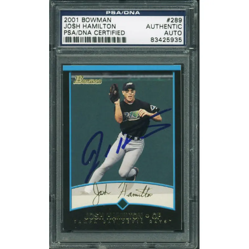 Rays Josh Hamilton Authentic Signed Card 2001 Bowman Rookie #289 PSA/DNA Slabbed