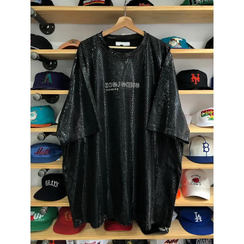 Vintage Iceberg Snakeskin Style Spellout Tee Size 4XL