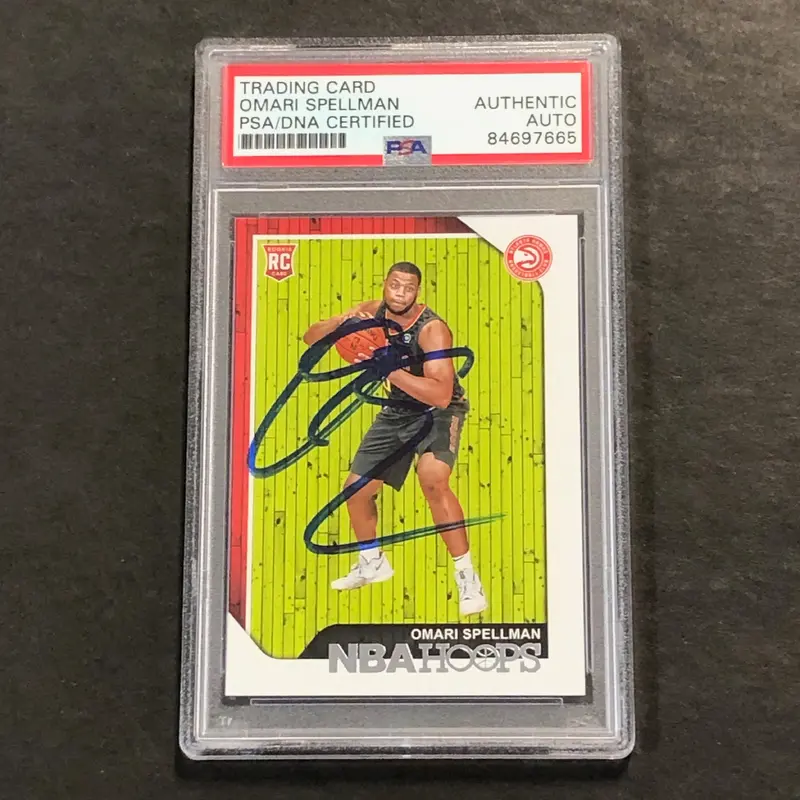 2018-19 NBA Hoops #251 Omari Spellman Signed Card PSA/DNA Slabbed RC Hawks