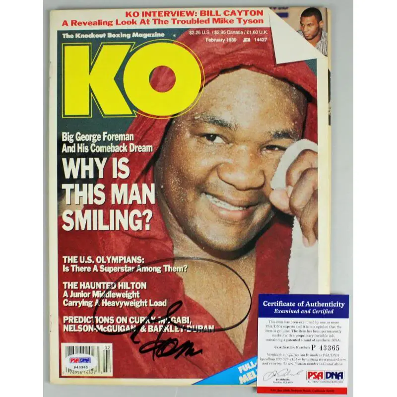 George Foreman Authentic Signed 1989 Knockout Boxing Magazine PSA/DNA #P43365