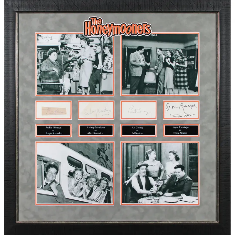 Honeymooners (4) Gleason, Meadows, Randolph & Carney Signed Framed Display BAS