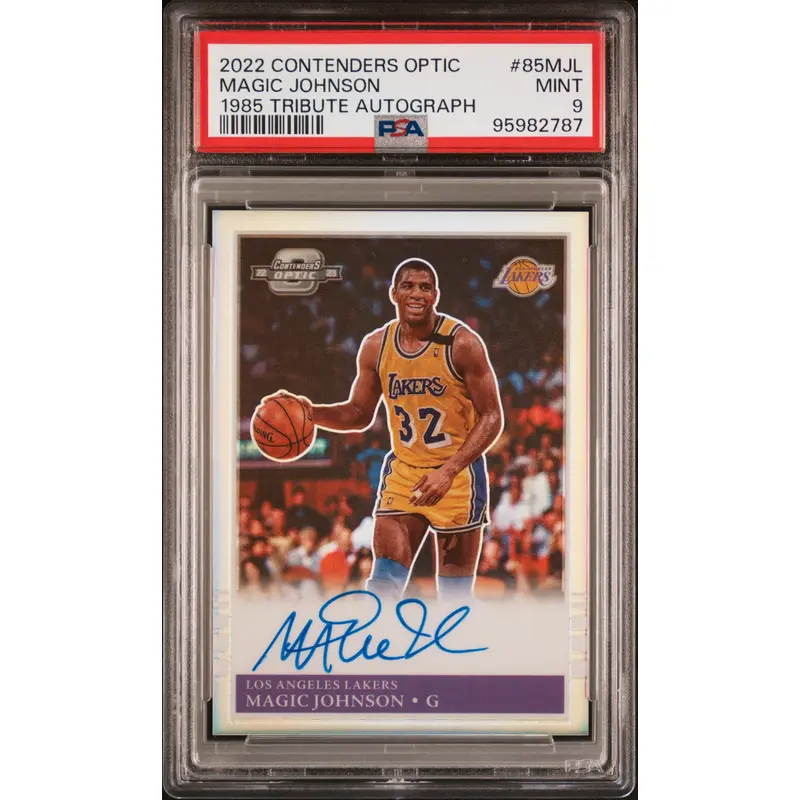 Magic Johnson 2023 Contenders Optic 1985 Tribute Autograph PSA 9 Mint