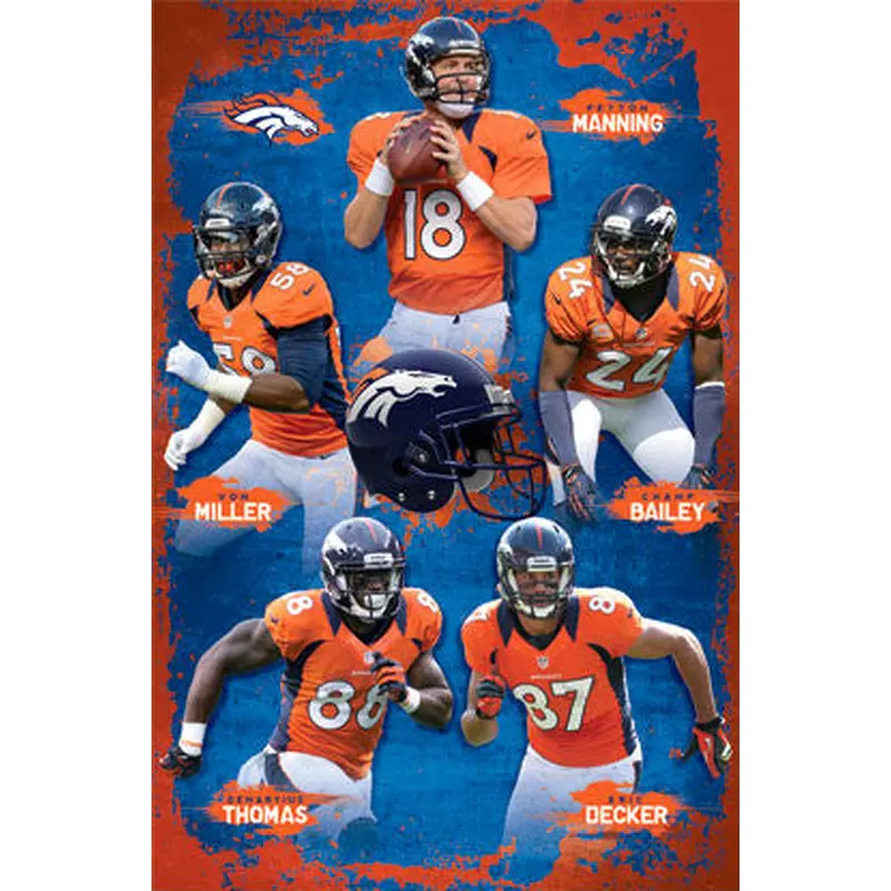 Denver Broncos "Super Five" (2012) NFL Action Poster - Costacos Sports