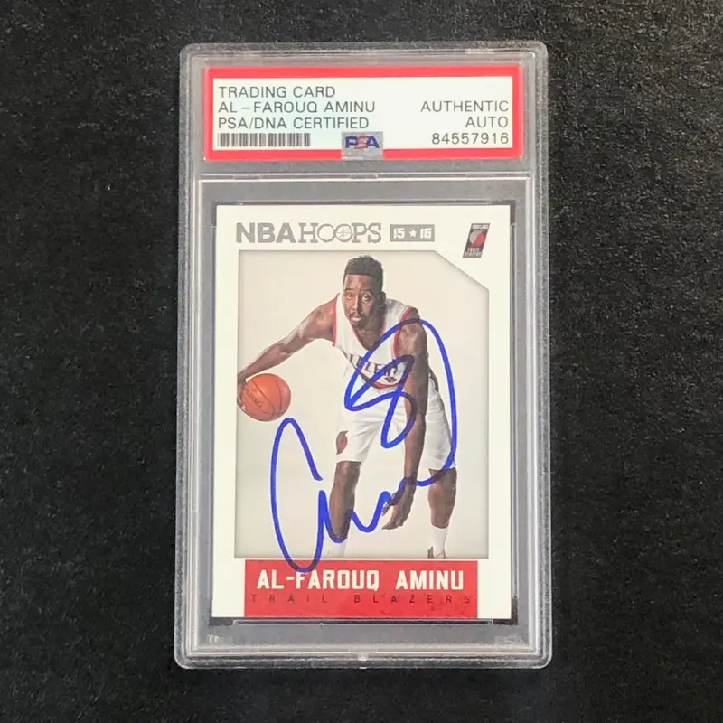 2015-16 NBA Hoops #25 Al-Farouq Aminu Signed Card AUTO PSA Slabbed Trail Blazers