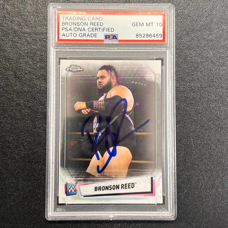 2021 Topps Chrome #76 Bronson Reed Signed Card AUTO 10 PSA/DNA Slabbed WWE