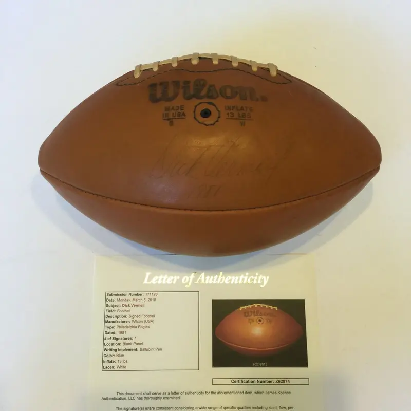 Vintage 1981 Dick Vermeil Signed Authentic Philadelphia Eagles Football JSA COA