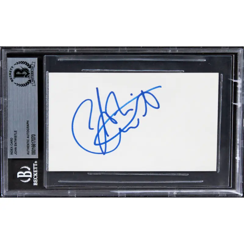 John Entwistle The Who Authentic Signed 3x5 Index Card Autographed BAS Slabbed 2