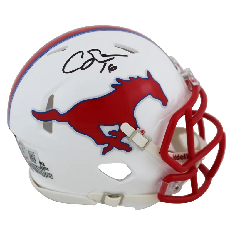 SMU Courtland Sutton Authentic Signed Speed Mini Helmet BAS Witnessed