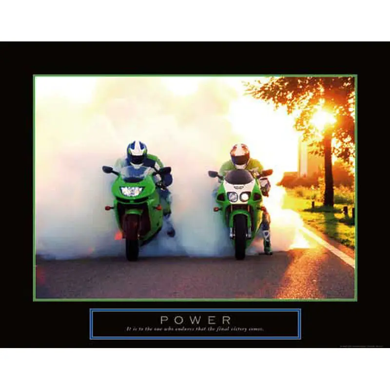 Motorcycle Racing "Power" Motivational Poster - Front Line