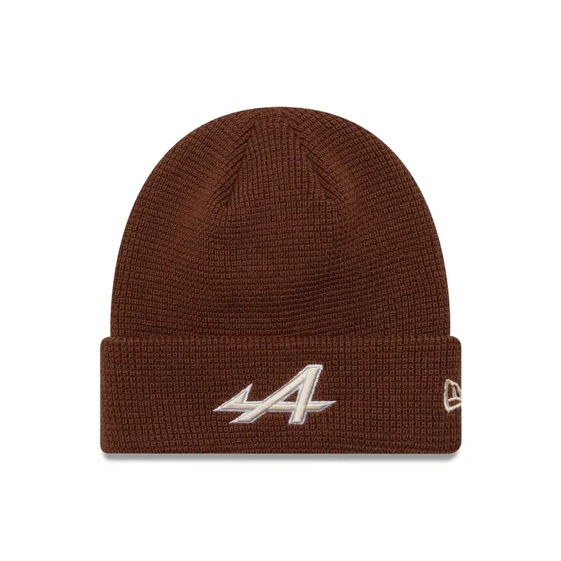 Alpine Racing Waffle Brown Cuff Knit Beanie Hat