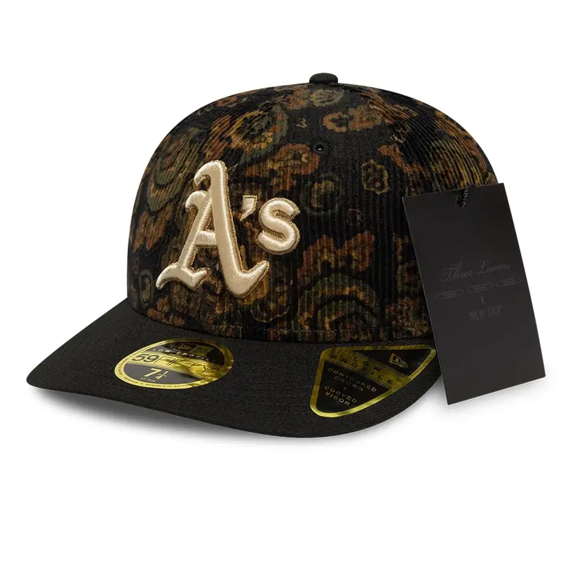 Oakland Athletics Three Looms x MLB Floral Cord Black Low Profile 59FIFTY Fitted Cap