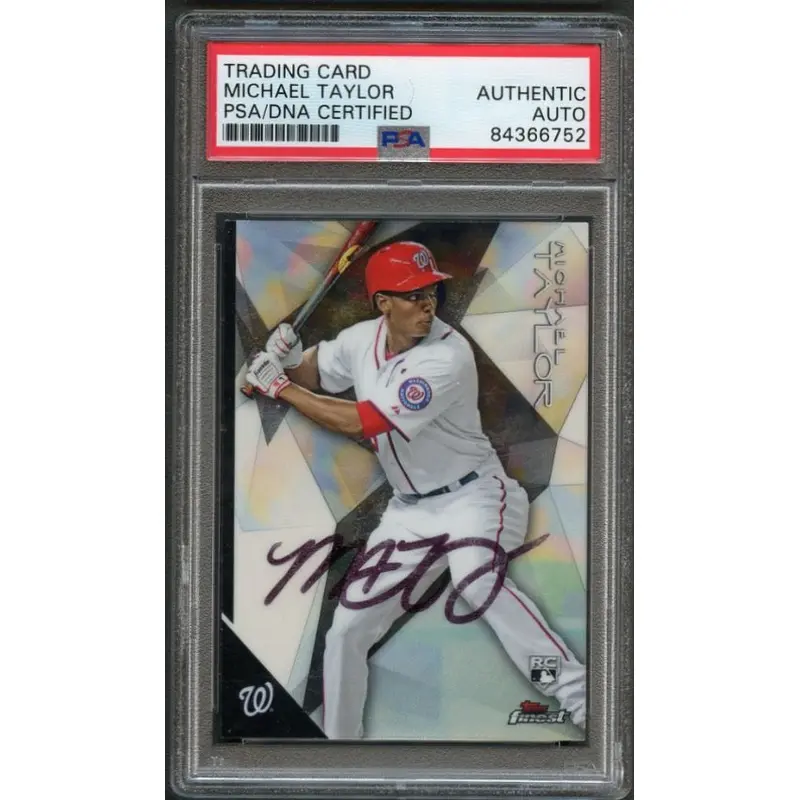 2015 Topps Finest #12 Michael Taylor Signed Rookie Card PSA Slabbed Auto RC Nationals
