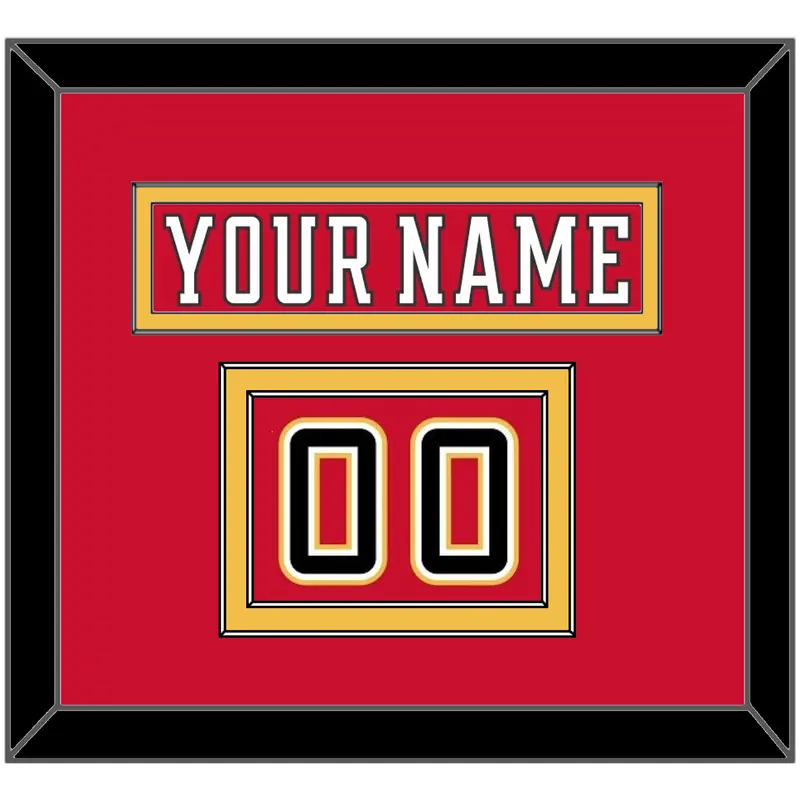 Calgary Nameplate & Number (Shoulder) - Home Red (2017-2020) - Double Mat 3
