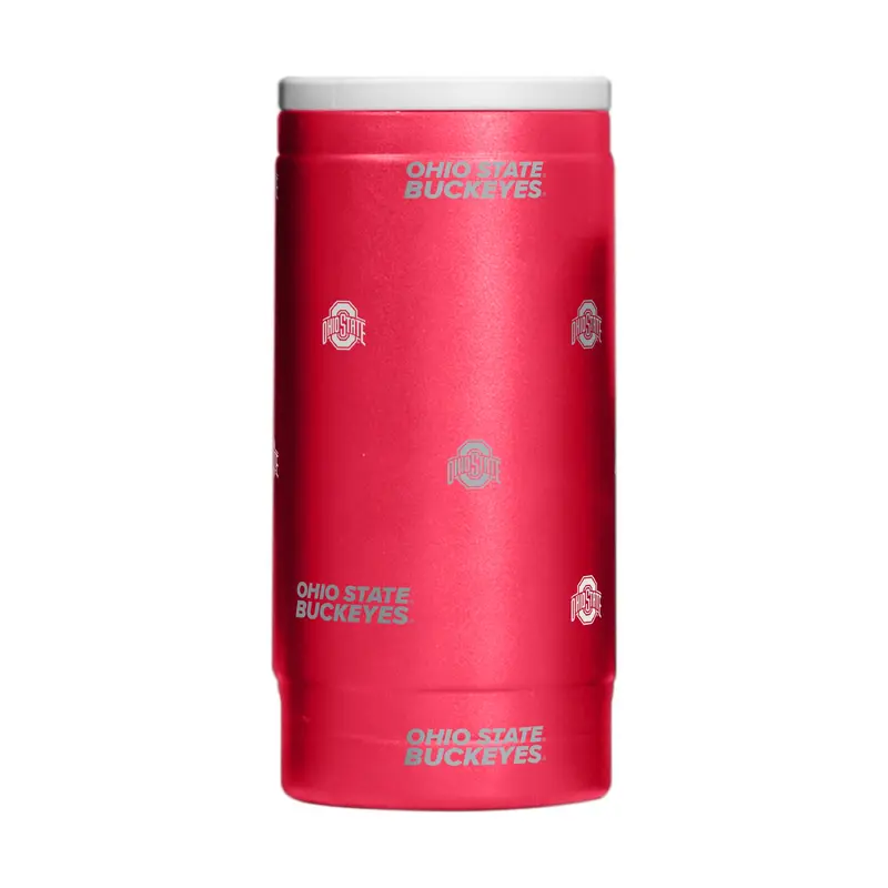 Ohio State 12oz Step And Repeat Powdercoat SlimCan Coolie