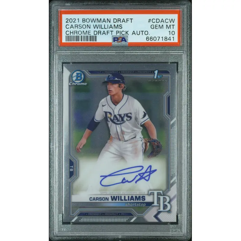 Carson Williams 2021 Bowman Draft Autograph PSA 10 Gem Mint